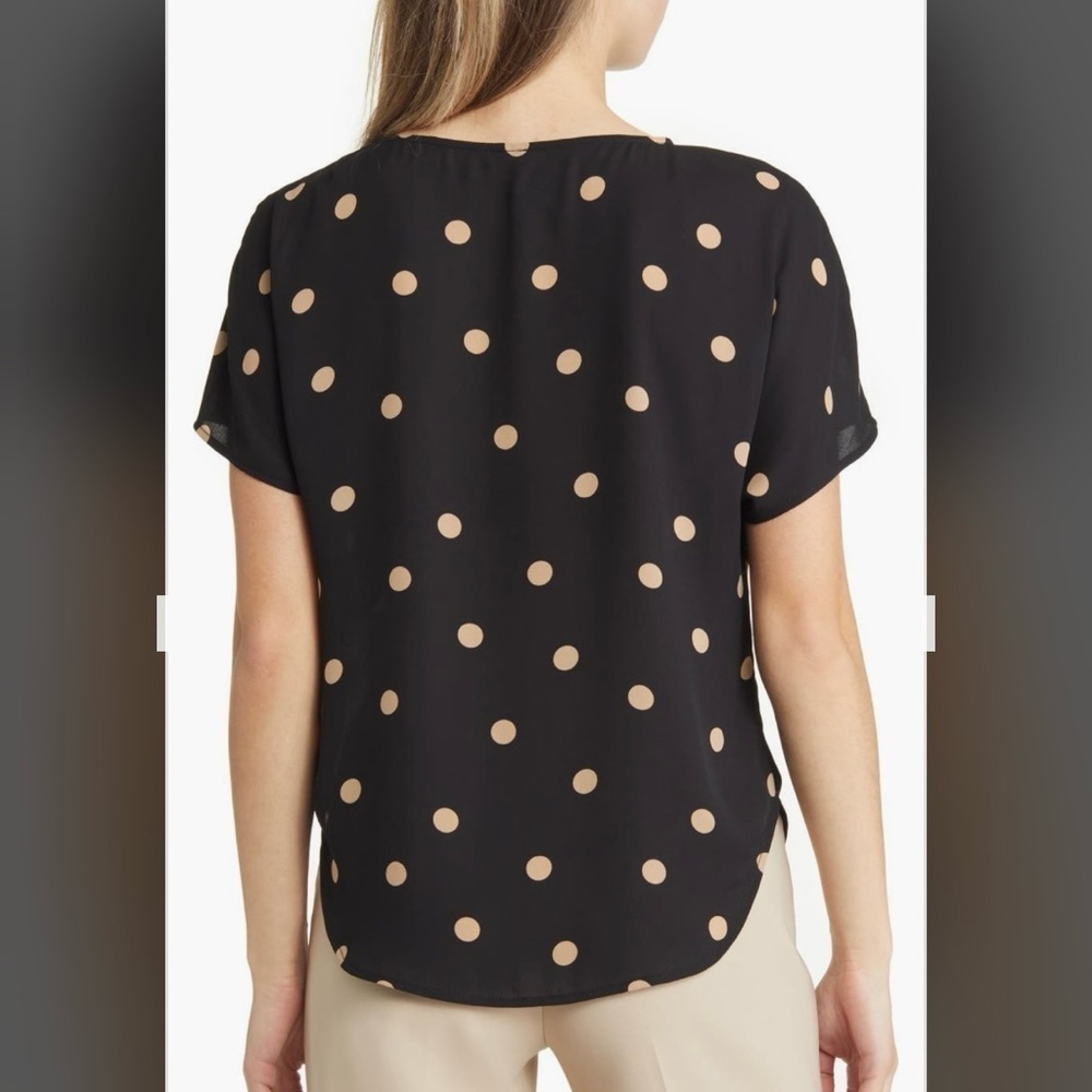 Anne Klein Polka Dot Blouse in Anne Black / Latte Size XS - Picture 2 of 11